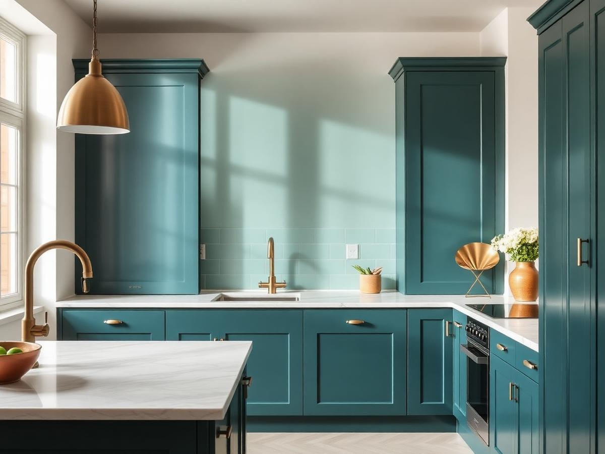 Keuken in blauwgroen